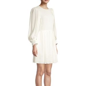 Rebecca Taylor Women's Long Sleeve Shadow Stripe Dress In snow